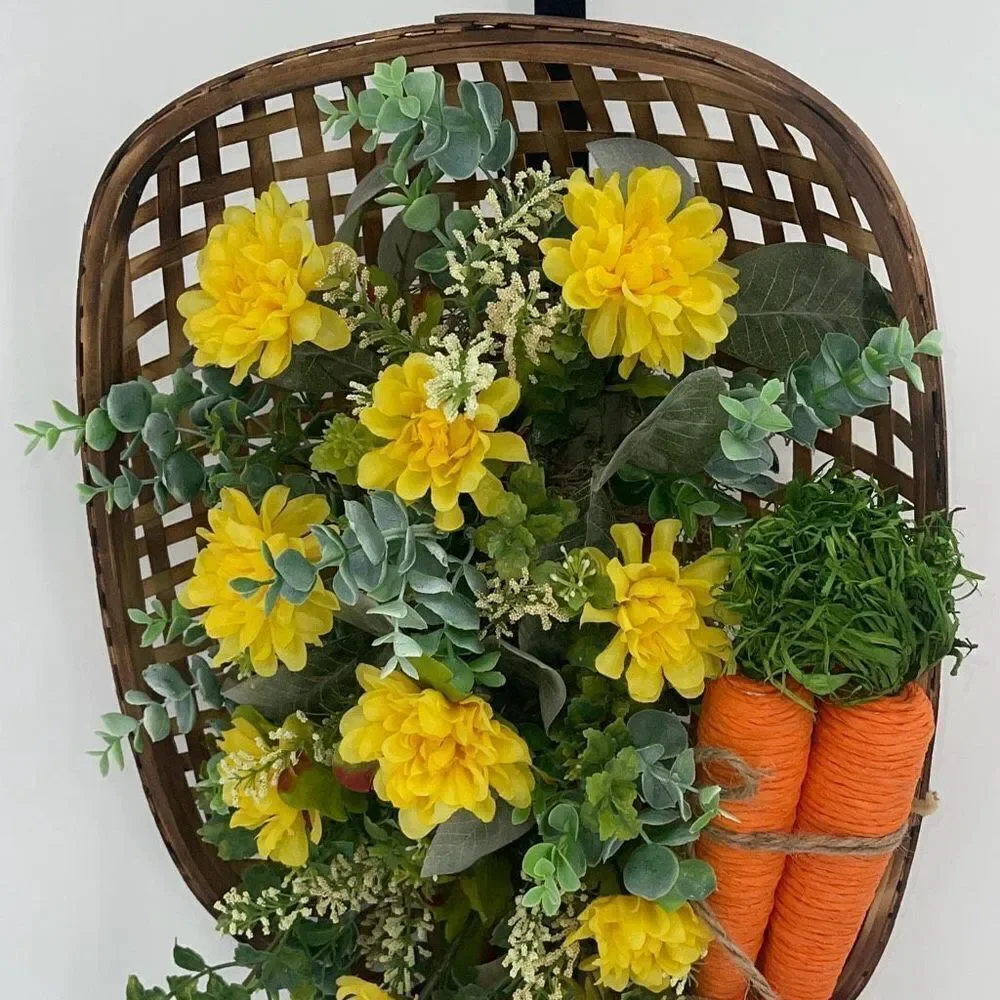 Floral Spring‎ Easter Tobacco Basket Wall Door Decoration Handmade